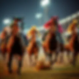 A dynamic horse racing scene showcasing speed and excitement