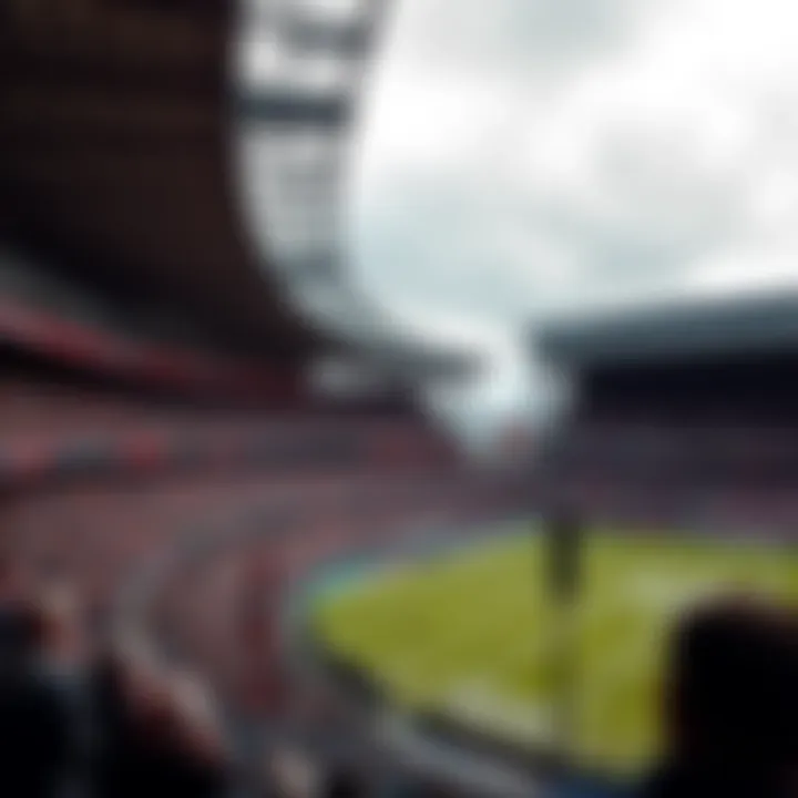 An iconic view of a historic British stadium filled with enthusiastic fans