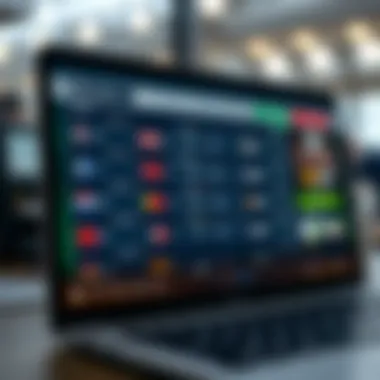 Betting options displayed on a website