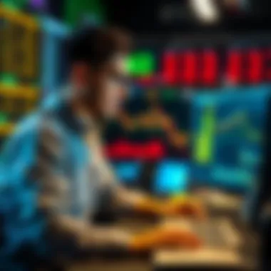 Person analyzing data on a computer