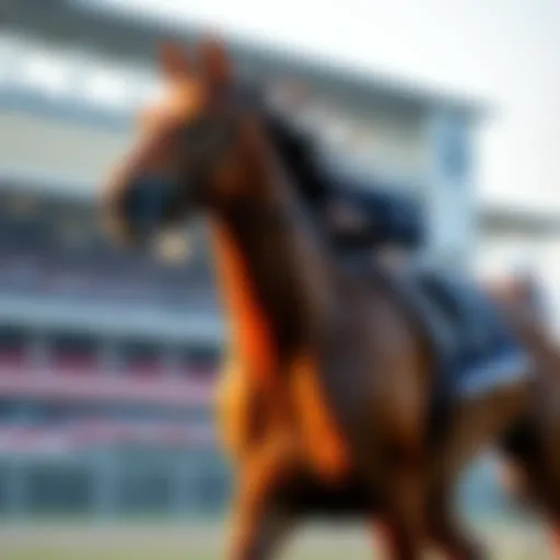 A majestic thoroughbred racing horse in motion