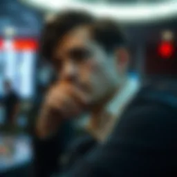 A person contemplating the impact of gambling addiction