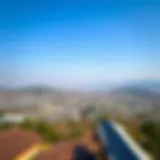 A panoramic view of Gyeongju under clear blue skies, showcasing the landscape's natural beauty.