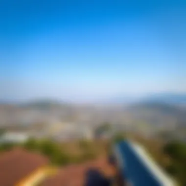 A panoramic view of Gyeongju under clear blue skies, showcasing the landscape's natural beauty.
