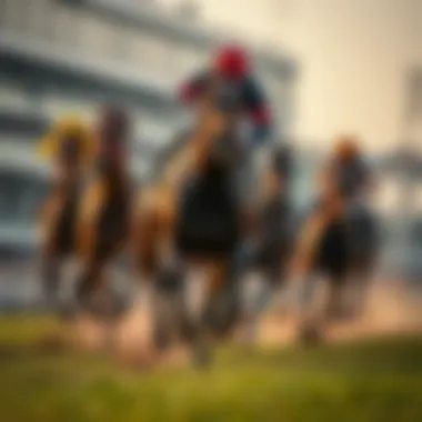 Racing horses in action