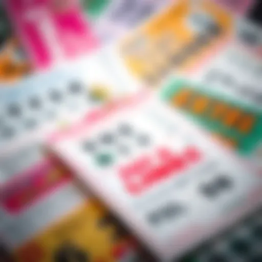 An engaging visual representation of lottery tickets featuring various designs