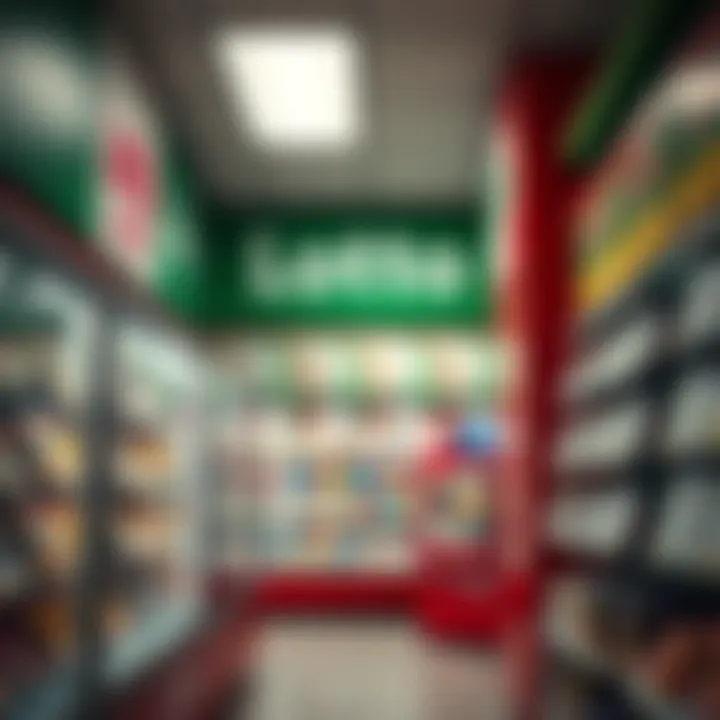 Interior of a Lotto Retail Store Lotto retail store interior showcasing lottery ticket displays