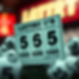 Visual representation of a lottery ticket with winning numbers.