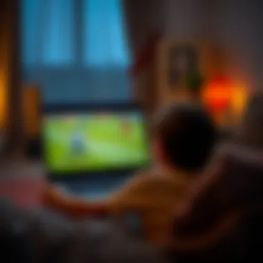 Enjoying Soccer Matches at Home A user streaming a live soccer match on a laptop in a cozy home setting.