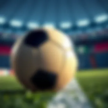 A close-up of a football with a vibrant pitch in the background